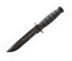 Short Ka-Bar Serrated w- Leather Sheath