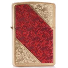 Damask Luxury 3 Brushed Brass Lighter