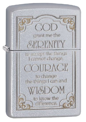 Serenity Prayer, Satin Chrome Zippo