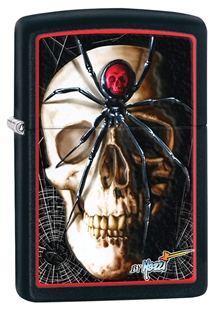 Mazzi Black Matte Skull-Spider Zippo