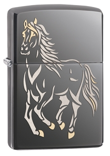 Running Horse Black Ice Zippo Lighter