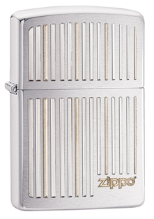 Brushed Chrome Zippo and Lines Lighter