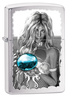 Mermaid and Orb Brushed Chrome Zippo