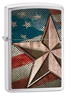 Retro Star-Flag Brushed Chrome Zippo