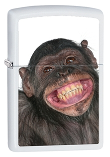 Monkey Grin White Matte Zippo Lighter