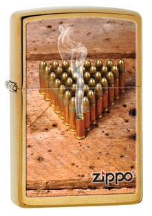 Bullets Brushed Brass Zippo Lighter