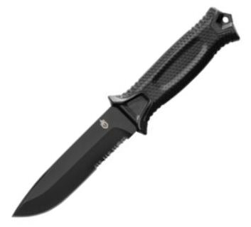 StrongArm Fixed Blade Knife, Black, Serr