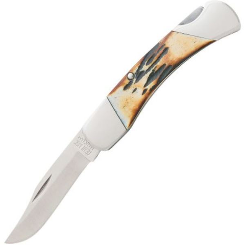 3 3-4" Genuine India Stag Bone™ Lockback