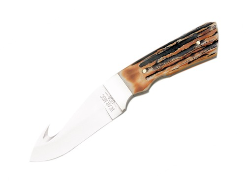 India Stag Bone Guthook w-Leather Sheath