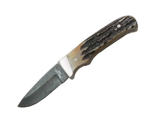 India Stag Bone Skinner Damascus