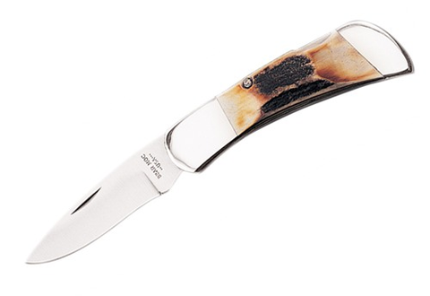 Genuine India Stag Bone Midsize Lockback