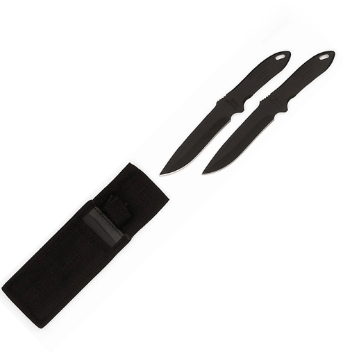 Night Thrower 8" Set of 2 W-Sheath-Black