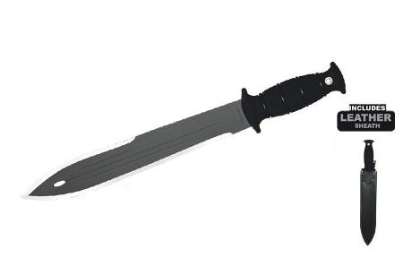 Combat Machete Ultrblac w Leather Sheath