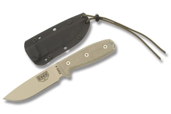 ESEE-4 Plain Tan Blade w- Green Micarta