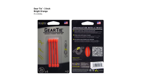 Gear Tie 3"-Bright Orange 4 pk