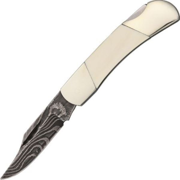 3'' Mastodon Ivory Damascus w- Clip Blad