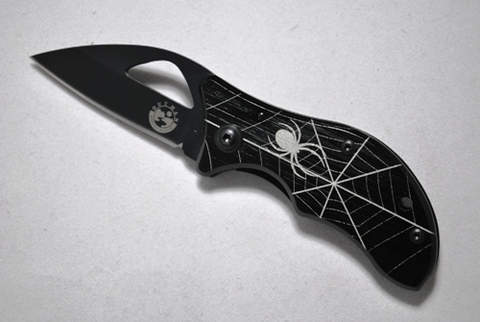 Black Spider Web Pocket Knife