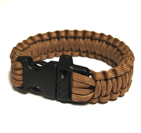 Survival Bracelet w-Whistle - Khaki