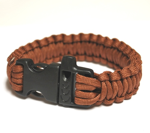 Survival Bracelet w-Whistle - Brown