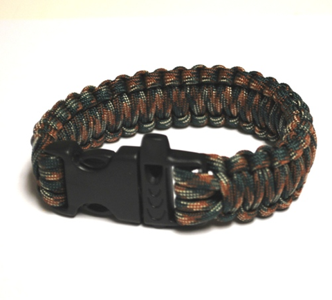 Survival Bracelet w-Whistle - Dark Grn C