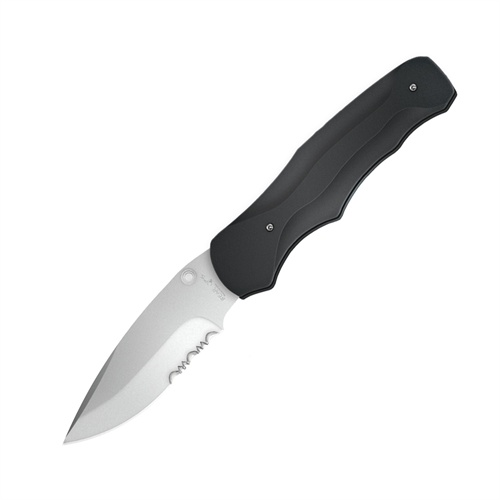 4-3-8" Blk Zytel Drop Point Folder Serr.