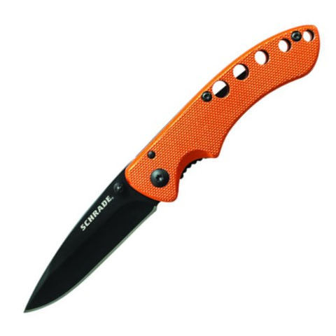 Drop Point Blade Orange Aluminum Handle