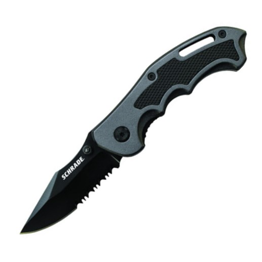 Partially Serrated Clip Point Blade Gray