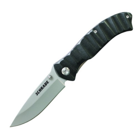 Drop Point Blade Grey Aluminum Handle