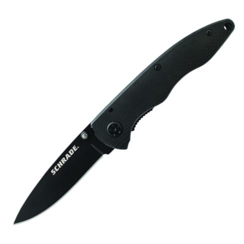 Drop Point Blade Black Aluminum Handle