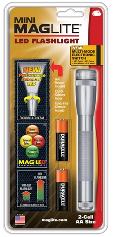 Maglite 2 AA Grey LED w- Nylon Sheath