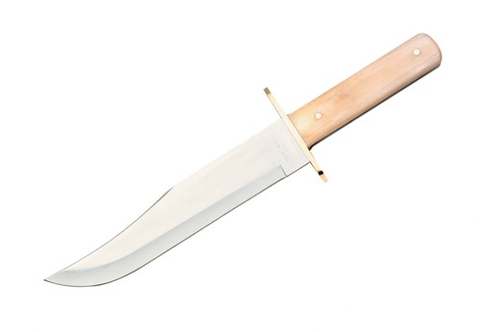 White Smooth Bone Bowie W-Leather Sheath