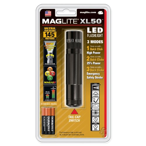 XL50 3-Cell AAA LED Flashlight Blk Clam